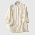 MIREILLE | COTTON TOP WITH EMBROIDERED FLOWERS