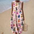 Cat Print | Playful Midi Dress