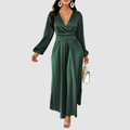 ELEANOR BLOOM | PLEATED SATIN MAXI DRESS