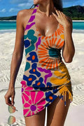 Fiesta – Grafische bloemen tankini met short, effect platte buik