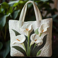 Handcrafted Quilted Bag - White Lily Design