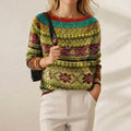 Anna – Dark Jumper with Tribal Band Pattern