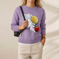 Joan – Purple Jumper with Daisy & Ladybird