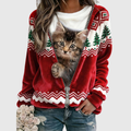 GINGERBREAD | RETRO CHRISTMAS ANIMAL ART PRINT COZY FLANNEL SWEATSHIRT