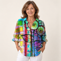 Ailbhe vibrant blouse on mature model, front view