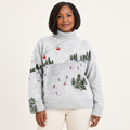 Frances artistic knit jumper on a mature model