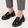 Giada black platform loafers worn, close product view