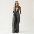 Griselda | Wide-Leg Pleated Denim Jumpsuit