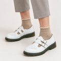 Luna white double-buckle shoes worn, close product view