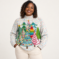 Sara artistic knit jumper on a mature model