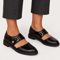 Sofia black wide-strap shoes worn, product-focused main view