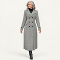 Women's Double-Breasted Long Coat – Grey – front
