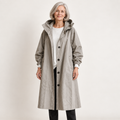 Hooded Raincoat — Grey — front