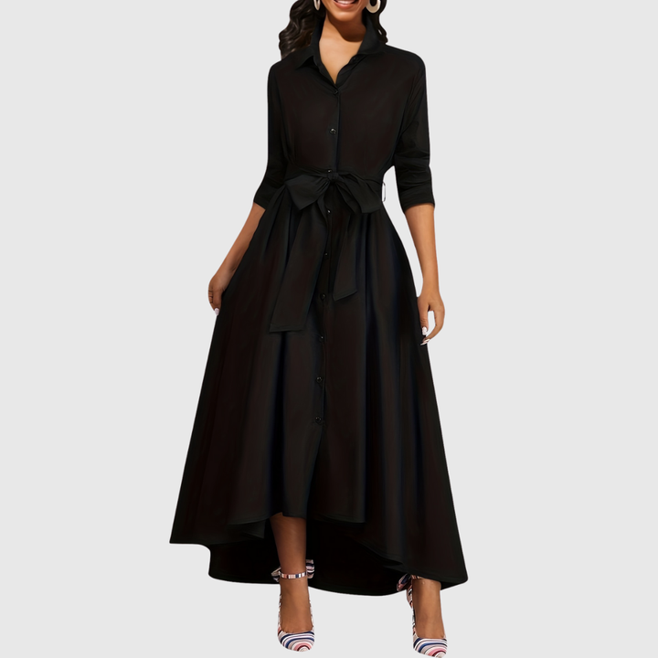 LIVIENNE | ELEGANT BUTTON-FRONT MAXI DRESS