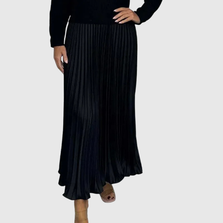 ALARICE | MAXI DRESS WITH SWEATER & PLEATED SKIRT