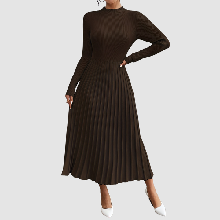 EVELYN GRACE | HIGH-NECK LONG-SLEEVE MAXI DRESS