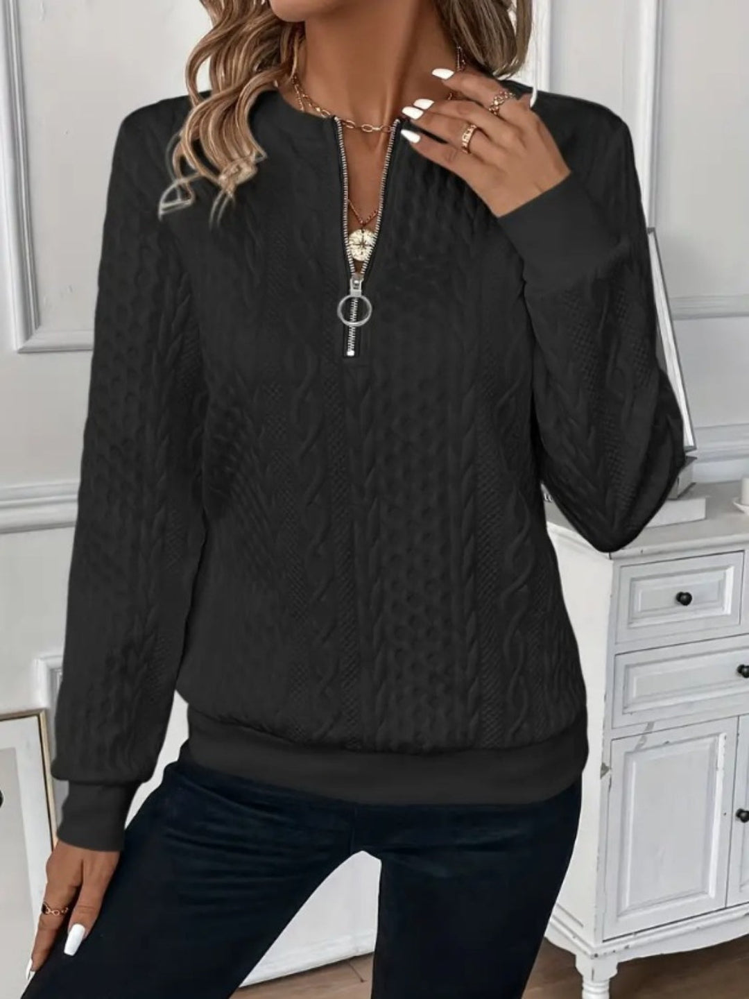 Pippa | Textured Half-Zip Jumper