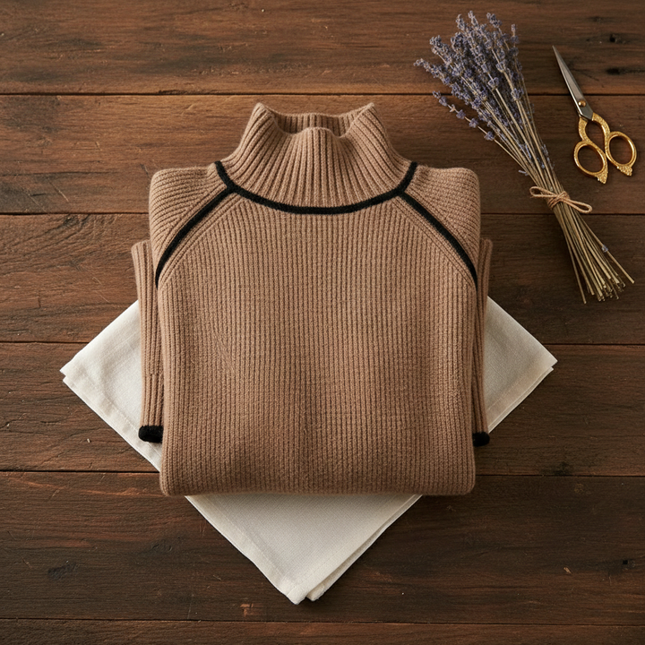 Chloe – Mocha Jumper with Black Accents
