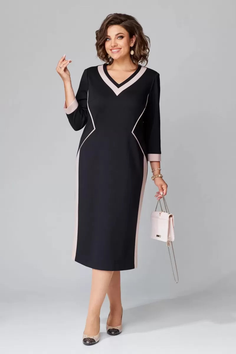 FENNA GRACE | ELEGANT V-NECK MIDI DRESS