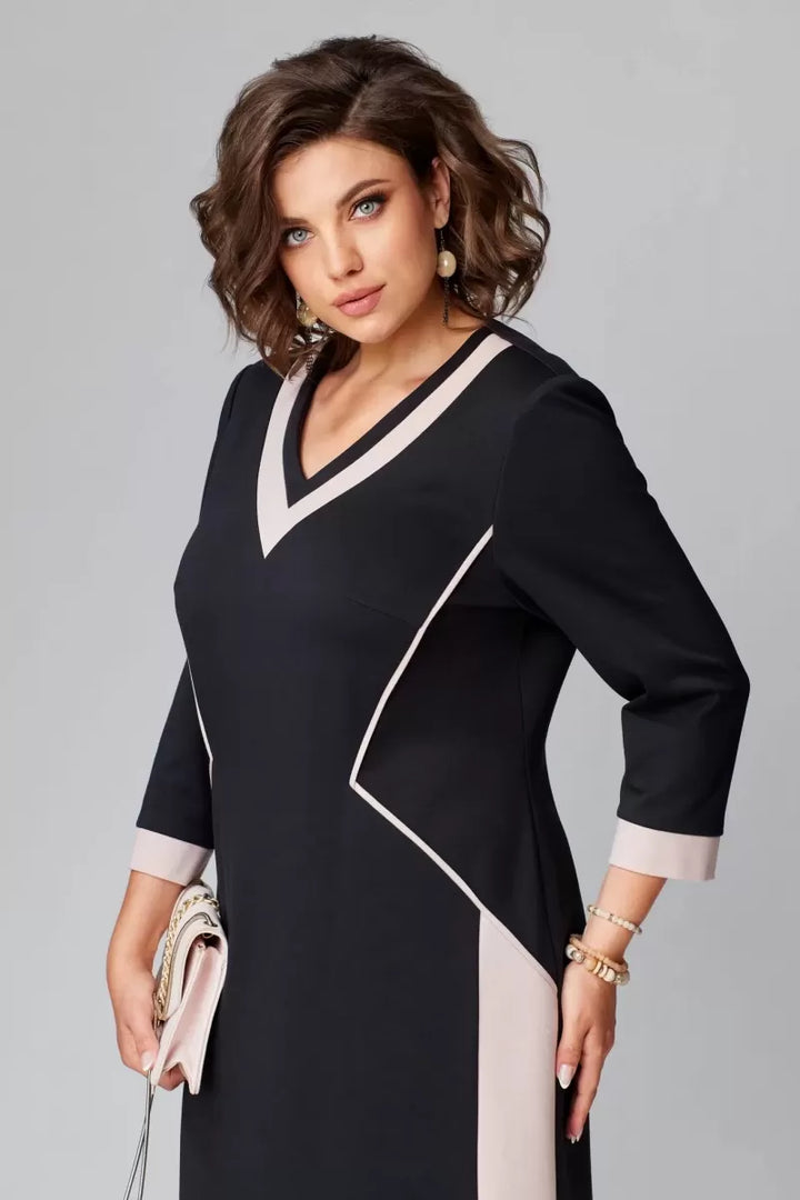 FENNA GRACE | ELEGANT V-NECK MIDI DRESS