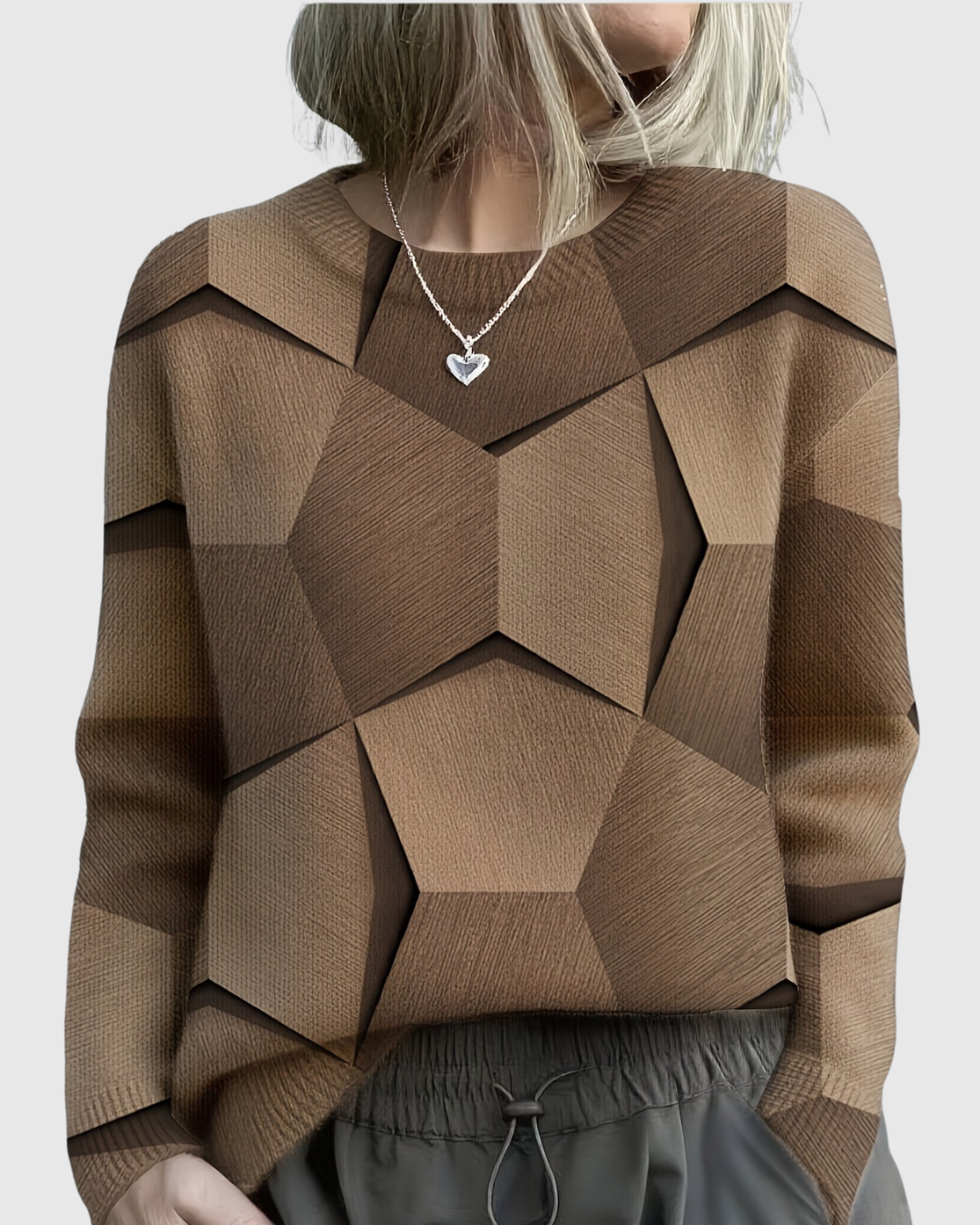 LAVINIA | KNIT SWEATER WITH GEOMETRIC 3D PATTERN