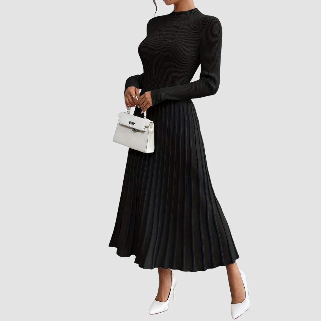 EVELYN GRACE | HIGH-NECK LONG-SLEEVE MAXI DRESS
