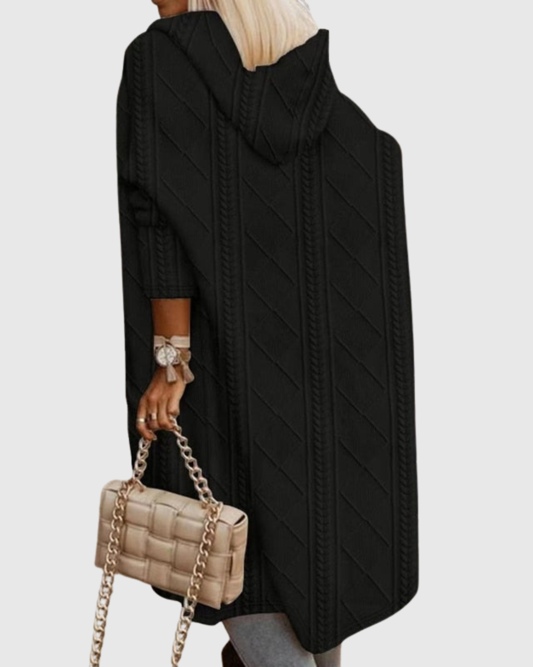 HONORIA | HOODED CABLE-KNIT CARDIGAN