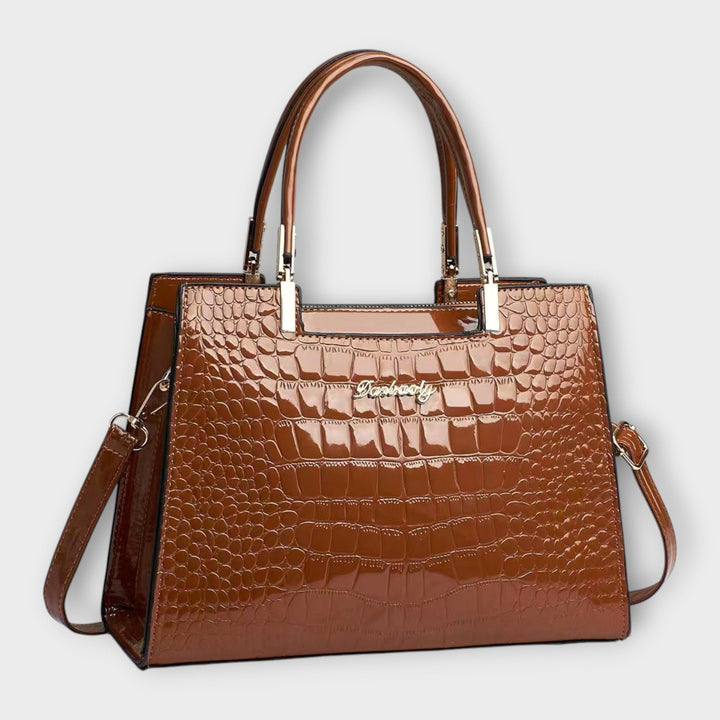 Maison Verdelle - Handtas met glanzend krokodillenleerpatroon