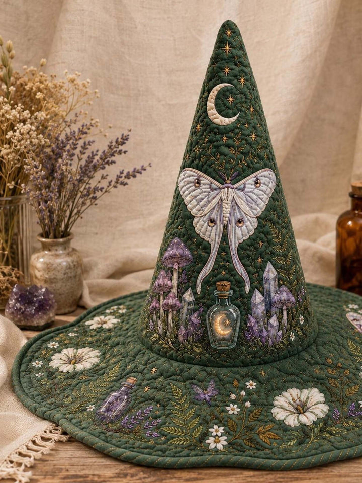 Moonlit Butterfly Mystic Garden Quilted Witch Hat