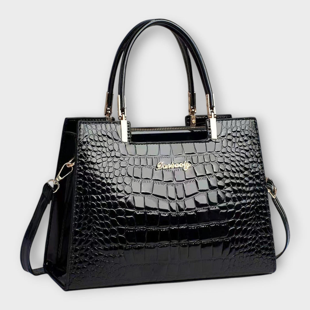 Maison Verdelle - Handtas met glanzend krokodillenleerpatroon