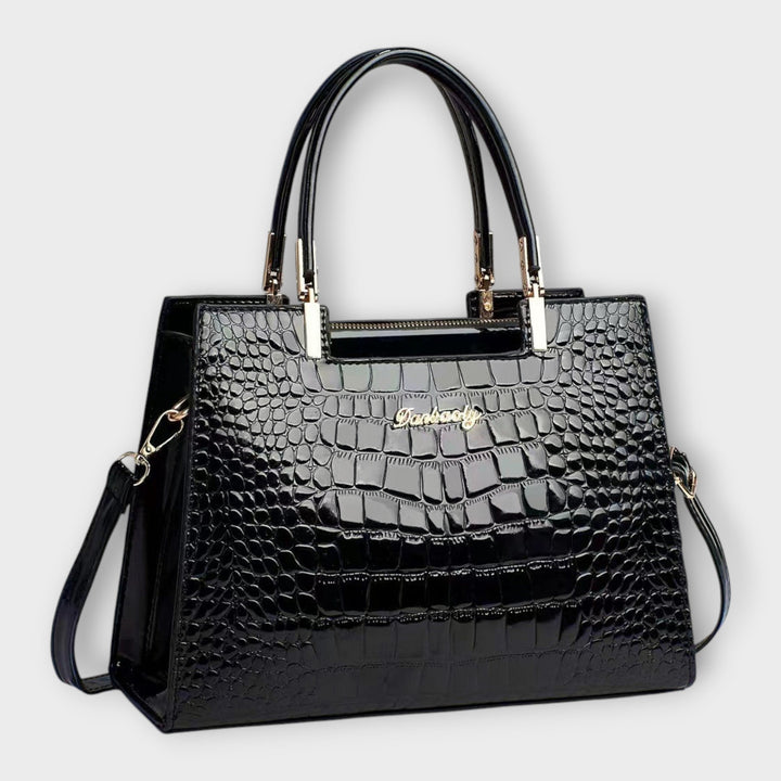 Maison Verdelle - Handtas met glanzend krokodillenleerpatroon