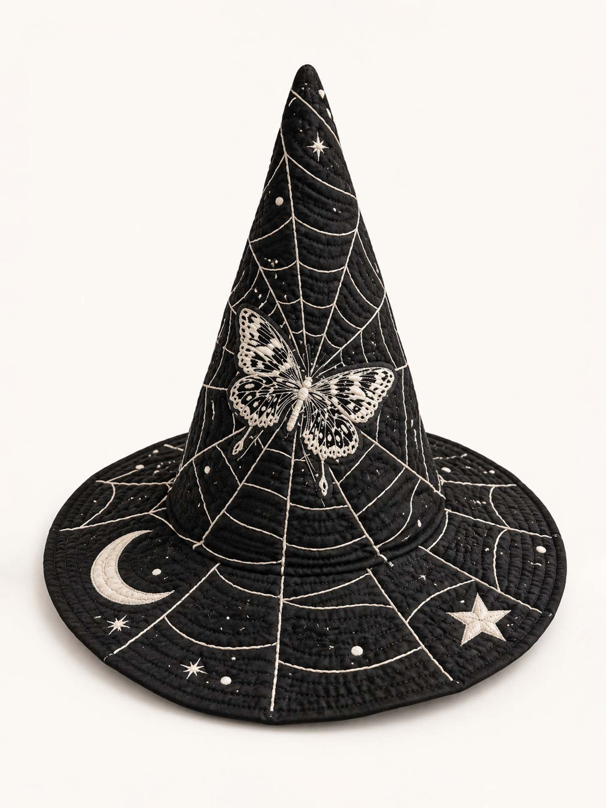 Moonlit Butterfly Celestial Gothic Handcrafted Quilted Witch Hat