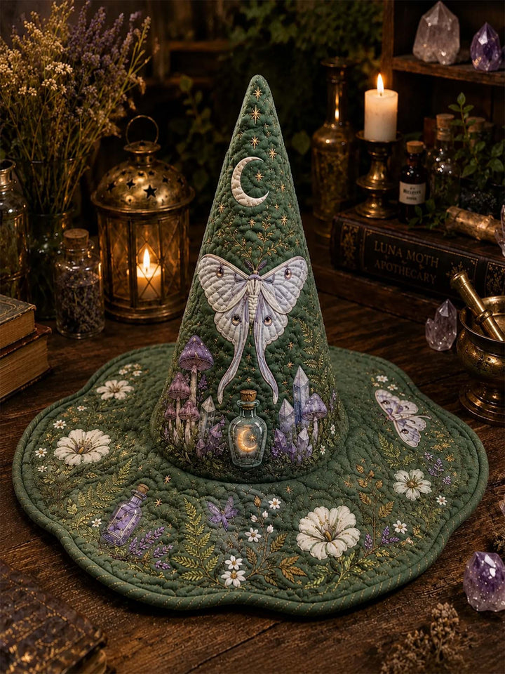 Moonlit Butterfly Mystic Garden Quilted Witch Hat