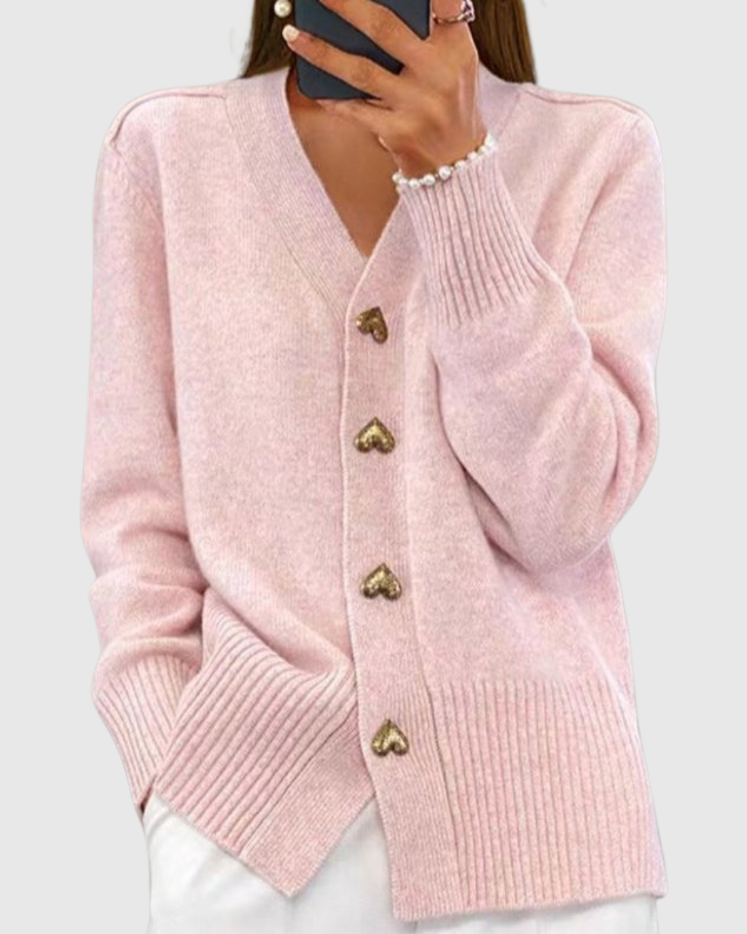 LIORA | HEART BUTTON CARDIGAN
