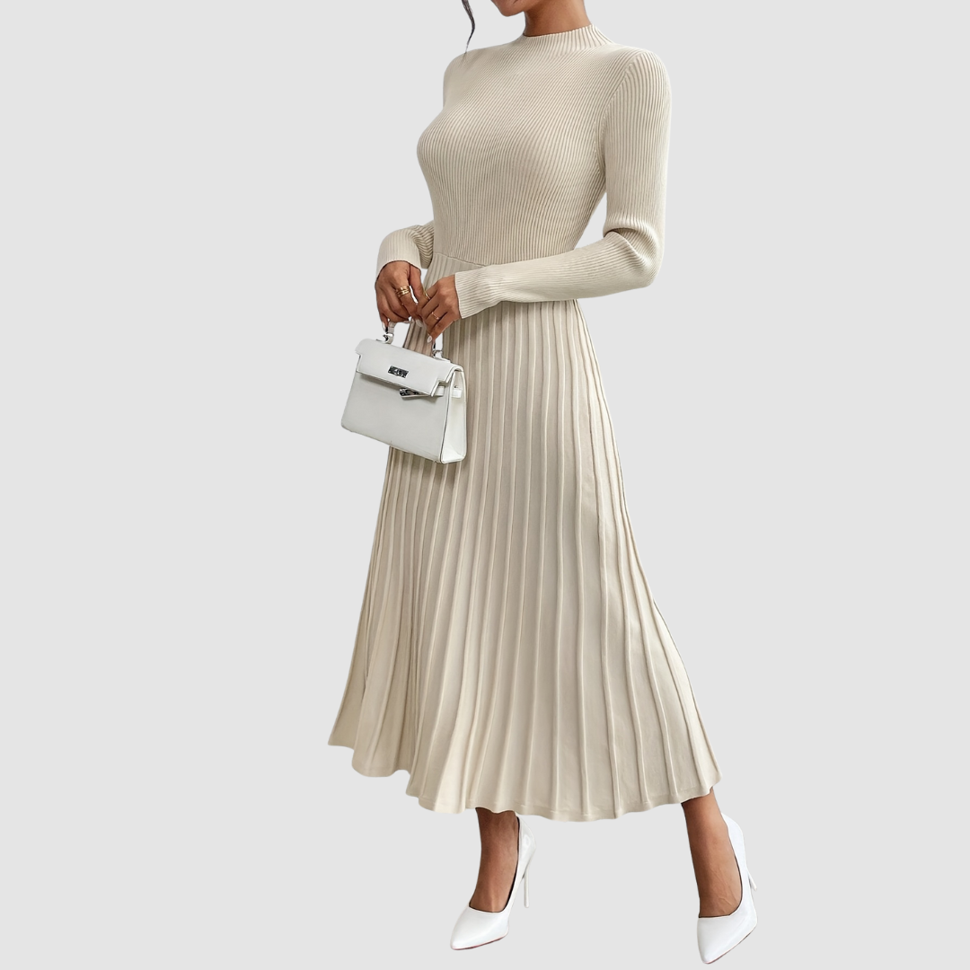 EVELYN GRACE | HIGH-NECK LONG-SLEEVE MAXI DRESS