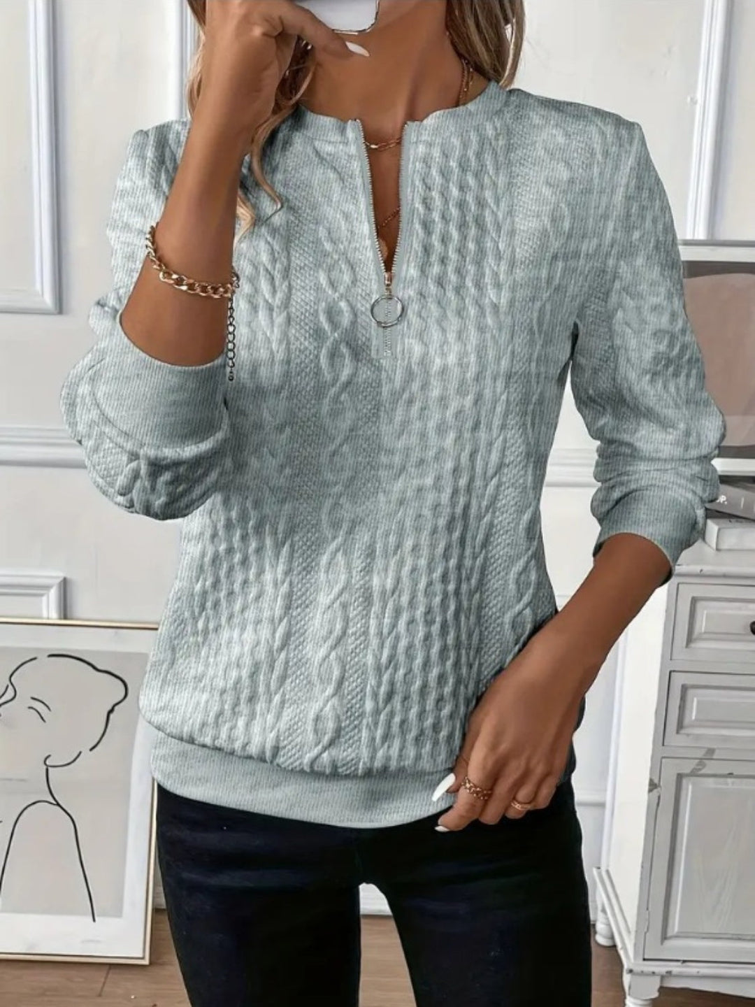 Pippa | Textured Half-Zip Jumper