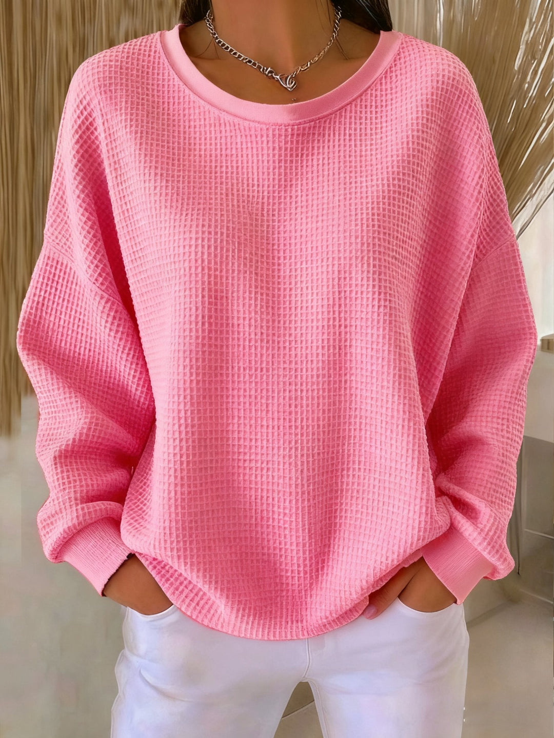 KATE | WAFFLE KNIT WINTER SWEATSHIRT