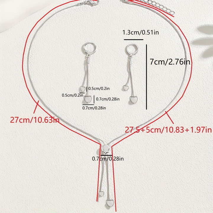ADJUSTABLE HEART PENDANT NECKLACE & EARRINGS SET