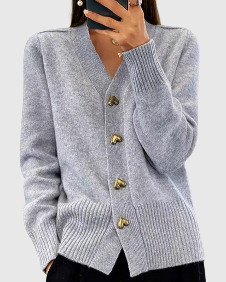 LIORA | HEART BUTTON CARDIGAN