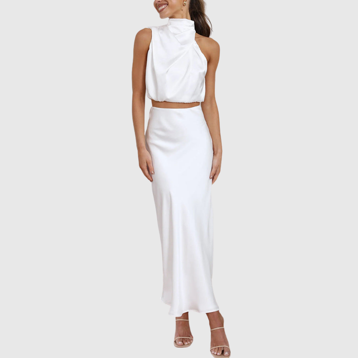 EMILY | SATIN DRAPE MAXI SET