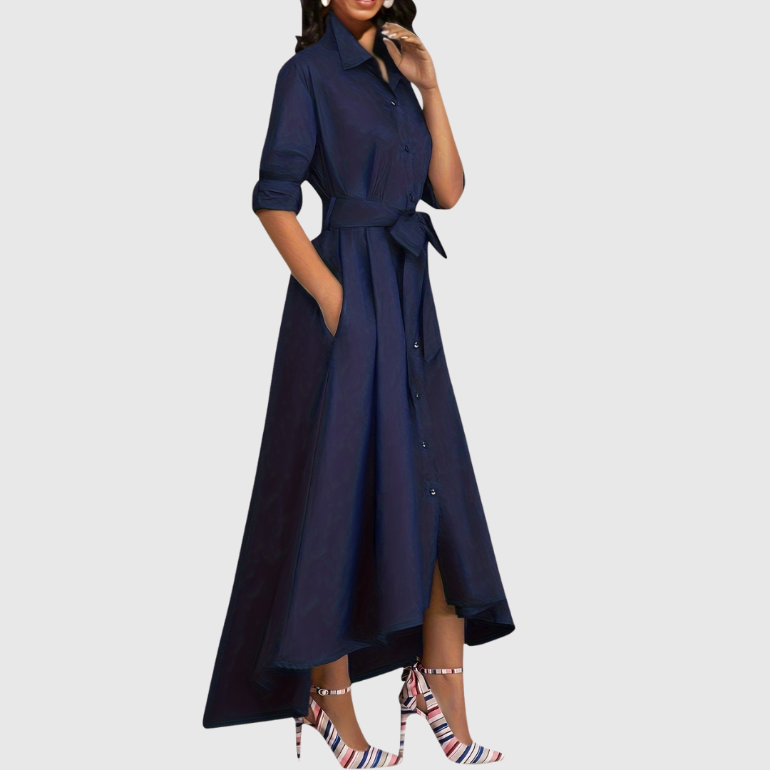 LIVIENNE | ELEGANT BUTTON-FRONT MAXI DRESS