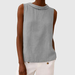 THALIA | SLEEVELESS ROLL COLLAR TOP