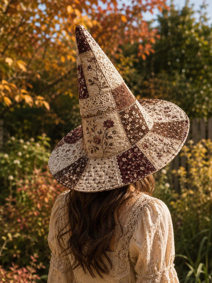 Vintage Floral Patchwork Handcrafted Quilted Witch Hat