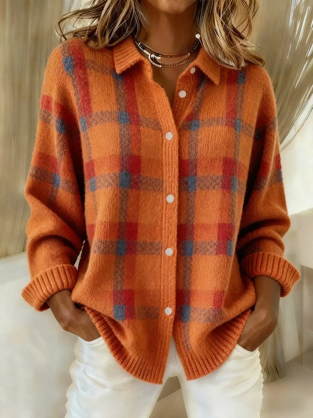 MARCOLLINE | RETRO PLAID SWEATER WITH CASUAL CONTRAST