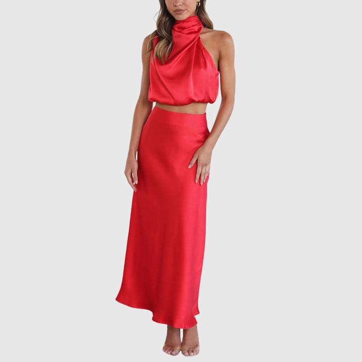 EMILY | SATIN DRAPE MAXI SET