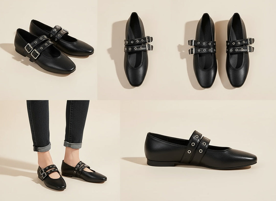 Ivy | Double Buckle Flats