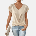 Dames V-hals blouse met gedrapeerde zoom