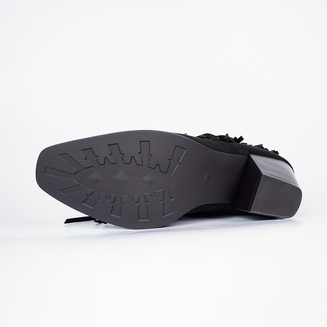 VESPA | BLACK FRINGE STUDDED WESTERN COWBOY BOOTS