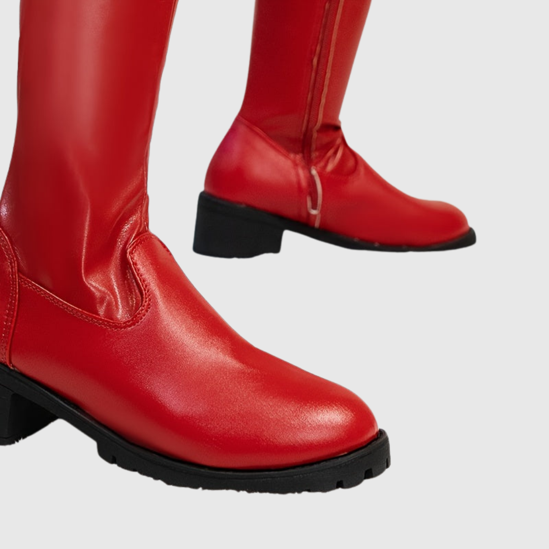Fenisse | Chunky Heel Thigh-High Leather Boots