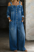 Sophia | Denim Dungarees with Bare Shoulders